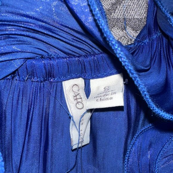 Cato Women’s Royal Blue Shimmer Ruffle Blouse Small NWT - Picture 6 of 10